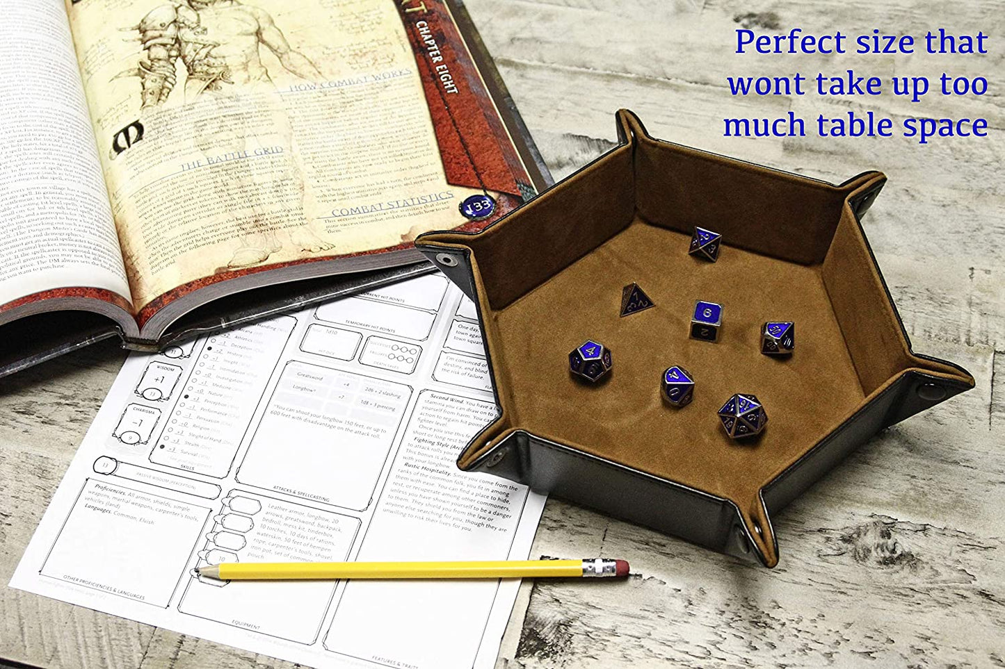 Dice Tray Portable Folding Dice Rolling Tray for Use as DND Dice Tray D&D Dice Tray or Dice Game 6.5 Inch Quiets Rolling Metal Dice - Stronger Snaps Hold Tighter than Other Dice Trays