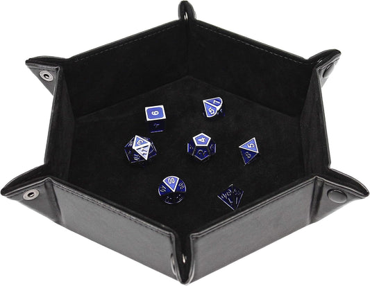 Dice Tray Portable Folding Dice Rolling Tray for Use as DND Dice Tray D&D Dice Tray or Dice Game 6.5 Inch Quiets Rolling Metal Dice - Stronger Snaps Hold Tighter than Other Dice Trays
